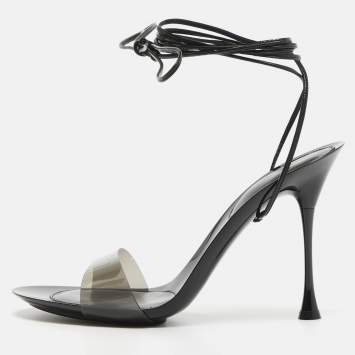 Pre Owned Gianvito Rossi Black PVC and Leather Spice Sandals Size 39