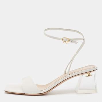 Pre Owned Gianvito Rossi White Leather Cosmic Sandals Size 39
