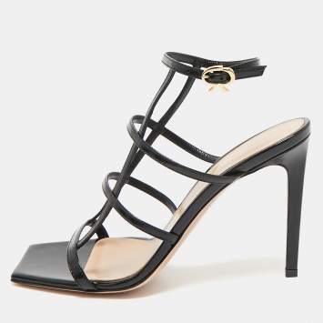 Pre Owned Gianvito Rossi Black Leather Mondry Sandals Size 38