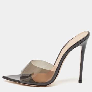 Pre Owned Gianvito Rossi Black PVC Elle Slide Sandals Size 39