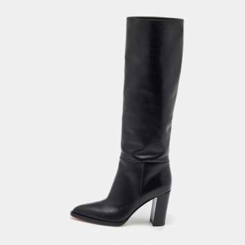 Pre Owned Gianvito Rossi Black Leather Knee Length Boots Size 36