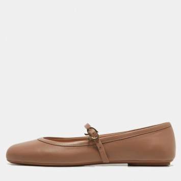 Pre Owned Gianvito Rossi Dusty Pink Leather Carla Ballet Flats Size 38