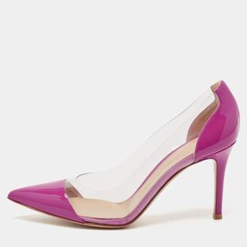 Pre Owned Gianvito Rossi Pink Patent Leather and PVC Plexi Pumps Size 38.5