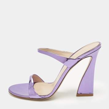 Pre Owned Gianvito Rossi Metallic Purple Leather Aura Sandals Size 39