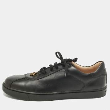 Pre Owned Gianvito Rossi Black Leather Ribbon Low Top Sneakers Size 37