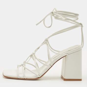 Pre Owned Gianvito Rossi White Leather Minas Sandals Size 37