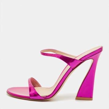 Pre Owned Gianvito Rossi Metallic Pink Leather Aura Sandals Size 38.5