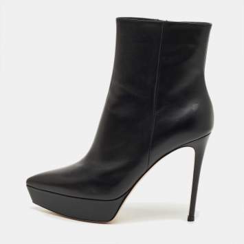 Pre Owned Gianvito Rossi Black Leather Dasha Platform Booties Size 40