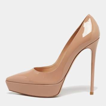 Pre Owned Gianvito Rossi Beige Patent Leather Dasha Platform Pumps Size 41