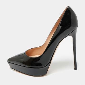 Pre Owned Gianvito Rossi Black Patent Leather Dasha Platform Pumps Size 42