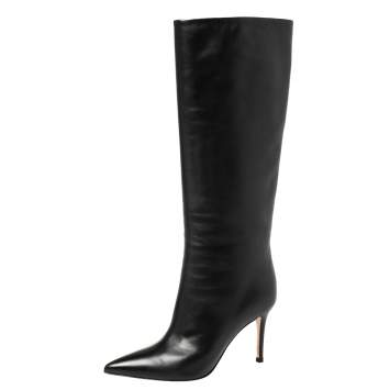 Pre Owned Gianvito Rossi Black Leather Boots Size 36.5