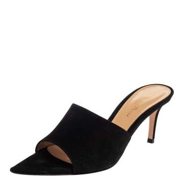 Pre Owned Gianvitto Rossi Black Suede Alise Mule Sandals Size 37