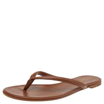 Pre Owned Gianvito Rossi Brown Leather Flats Size 36