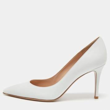 Pre Owned Gianvito Rossi White Leather Gianvito Pointed Toe Pumps Size 36