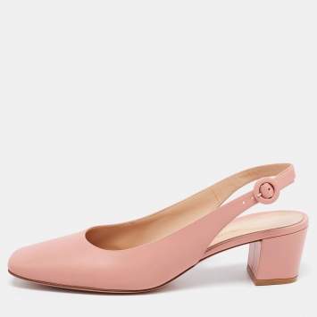 Pre Owned Gianvito Rossi Pink Leather Slingback Pumps Size 40