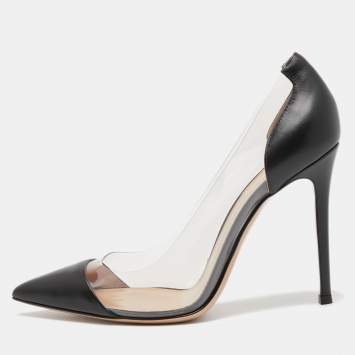 Pre Owned Gianvito Rossi Black Leather and PVC Plexi Pumps Size 39