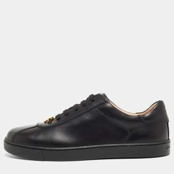 Pre Owned Gianvito Rossi Black Leather Low Top Sneakers Size 38.5 