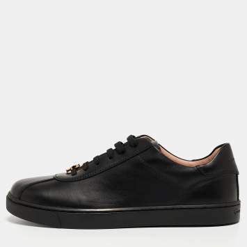 Pre Owned Gianvito Rossi Black Leather Low Top Sneakers Size 37.5