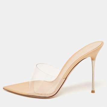 Pre Owned Gianvito Rossi Transparent PVC Elle Slide Sandals Size 41 