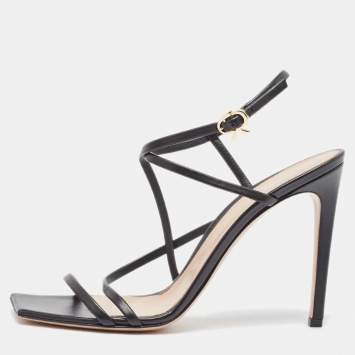 Pre Owned Gianvito Rossi Black Leather Manilla Sandals Size 39.5