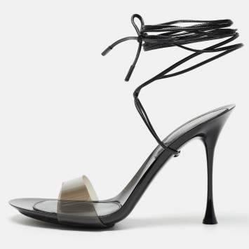 Pre Owned Gianvito Rossi Black PVC Spice Sandals Size 39