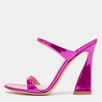 Pre Owned Gianvito Rossi Metallic Pink Leather Aura Sandals Size 36