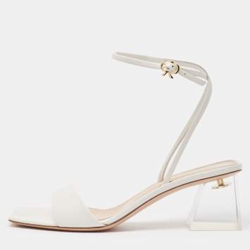 Pre Owned Gianvito Rossi White Leather Cosmic Sandals Size 39.5