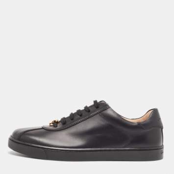 Pre Owned Gianvito Rossi Black Leather Ribbon Low Top Sneakers Size 37.5