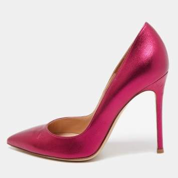 Pre Owned Gianvito Rossi Metallic Pink Leather Gianvito Pumps Size 37