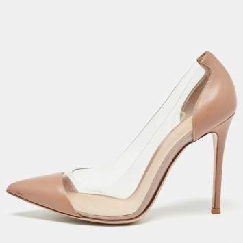 Pre Owned Gianvito Rossi Pink Leather and PVC Plexi Pumps Size 40.5