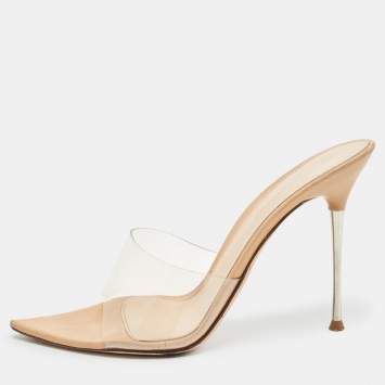 Pre Owned Gianvito Rossi Transparent PVC Elle Slide Sandals Size 39