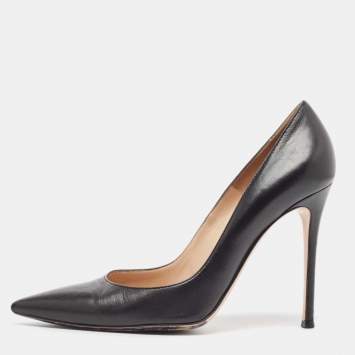 Pre Owned Gianvito Rossi Black Leather Pointed Toe Pumps Size 40