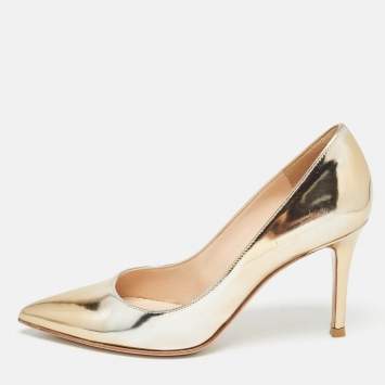 Pre Owned Gianvito Rossi Gold Leather Gianvito Pumps Size 35