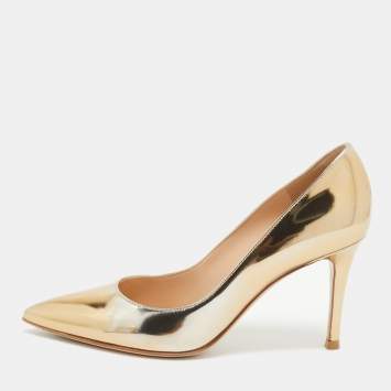 Pre Owned Gianvito Rossi Gold Leather Gianvito Pumps Size 35