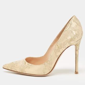 Pre Owned Gianvito Rossi Gold Lace  Gianvito Pumps Size 36