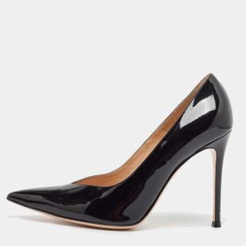 Pre Owned Gianvito Rossi Black Patent Leather Pointed Toe Pumps Size 38.5