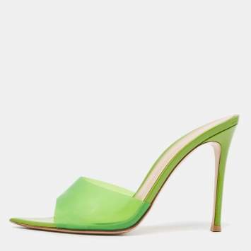 Pre Owned Gianvito Rossi Green PVC Elle Slide Sandals Size 37