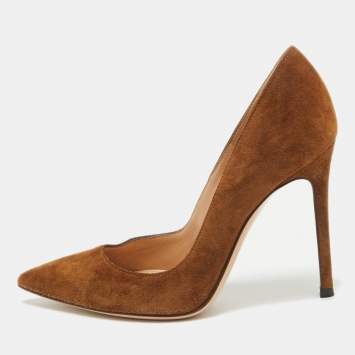 Pre Owned Gianvito Rossi Brown Suede Gianvito 105 Pumps Size 35