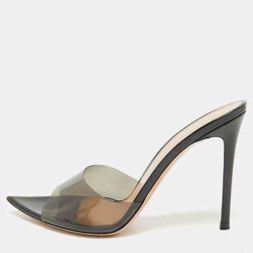 Pre Owned Gianvito Rossi Black PVC Elle Slide Sandals Size 38.5