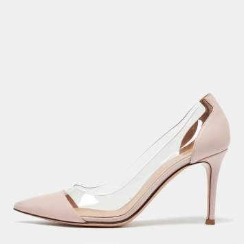 Pre Owned Gianvito Rossi Light Pink Leather and PVC Plexi Pumps Size 36.5