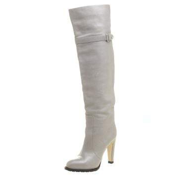 Pre Owned Gianvito Rossi Grey Leather Knee High Boots Size 38