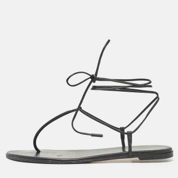 Pre Owned Gianvito Rossi Black Leather Gwyneth Thong Sandals Size 39.5