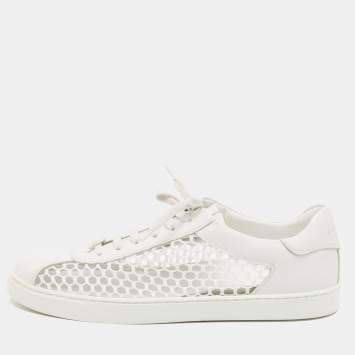 Pre Owned Gianvito Rossi White Leather and Fishnet Helena Sneakers Size 39