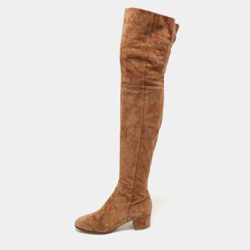 Pre Owned Gianvito Rossi Brown Suede Over The Knee Boots Size 38