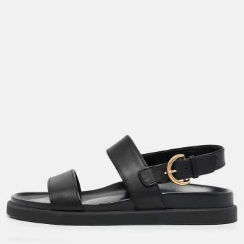 Pre Owned Gianvito Rossi Black Leather Bilbao Sandals Size 39