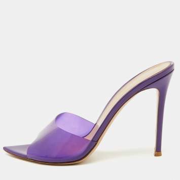 Pre Owned Gianvito Rossi Purple PVC Elle Slide Sandals Size 40