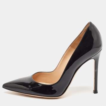 Pre Owned Gianvito Rossi Black Patent Leather Plexi Pumps Size 35