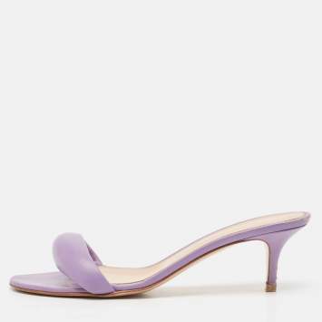 Pre Owned Gianvito Rossi Purple Leather Elle Slide Sandals Size 40