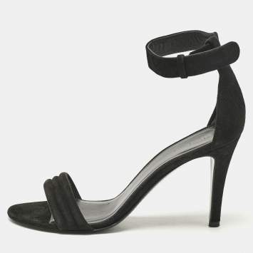 Pre Owned Celine Black Suede Ankle Strap Sandals Size 37.5
