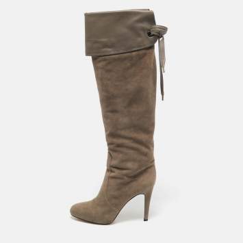 Pre Owned Gianvito Rossi Beige Suede Knee Length Boots Size 39